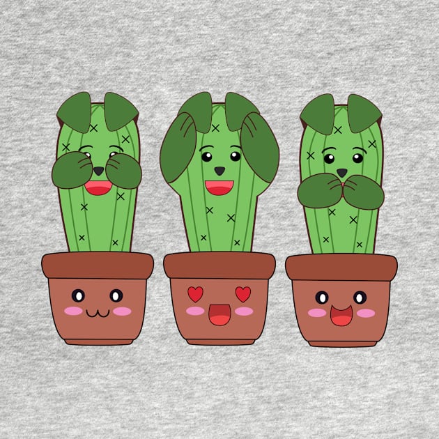 Kawaii cactus dogs in plant pots by Ralph Hovsepian